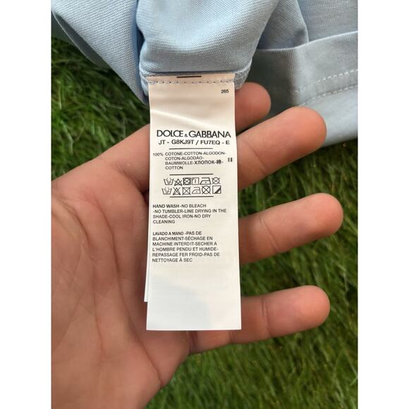 Dolce & Gabbana Logo Patch T-Shirt Blue Men’s IT 46 (US Small) 100% Cotton - Picture 5 of 8